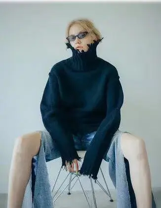 Осень зима Femme толстые теплые свитера для отдыха свитер с высоким воротником и длинными рукавами Женский однотонный вязаный пуловер свитер