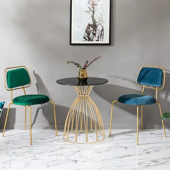

Nordic Modern Dining Chair Cheap Ins Makeup Chairs Light Luxurious Restaurant Chair Living Room Furniture Gold Metal Chairs