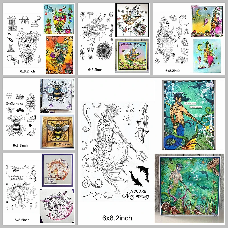 

Mix Animals Elf Fish Season Unicorn Neptune Bee Flower Letter Words Clear Silicone Stamps Make Cards DIY Scrapbook Craft New Hot