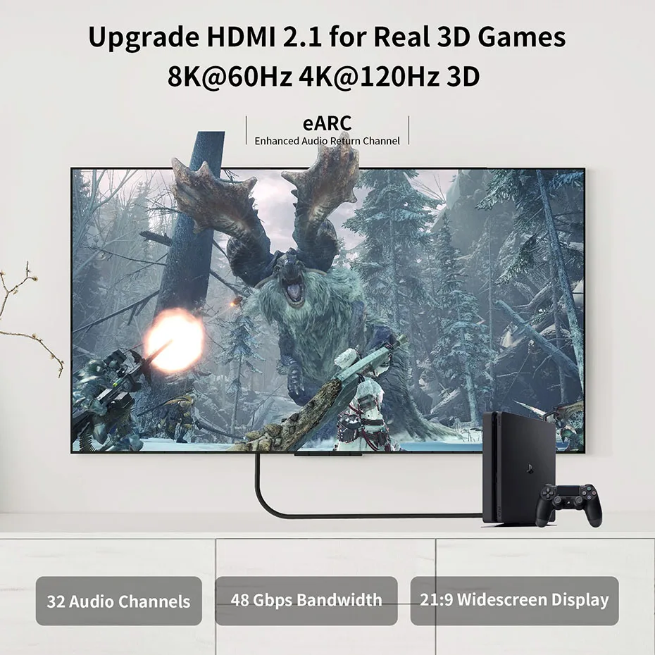  ARC HDR   ̺, HDMI 2.1 ̺, ø ó PS5 PS4 TV ڽ xbox ø x, 8K, 60Hz, 4K, 120Hz, 48Gbps
