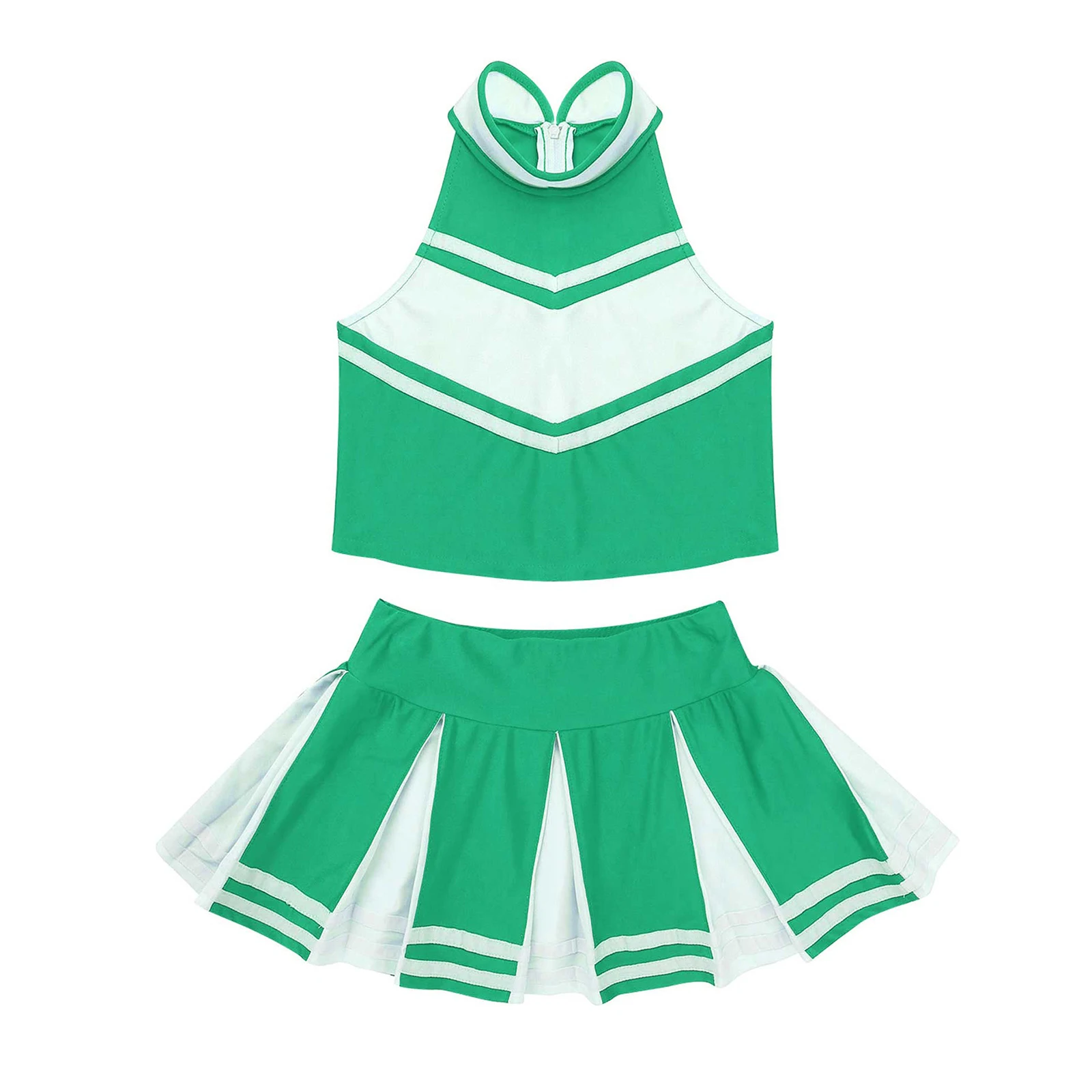 Cheerleading Costume for Kids Tops with Pleated Skirt Set for School Stage Performance Cheerlead Uniforms Outfit Girls