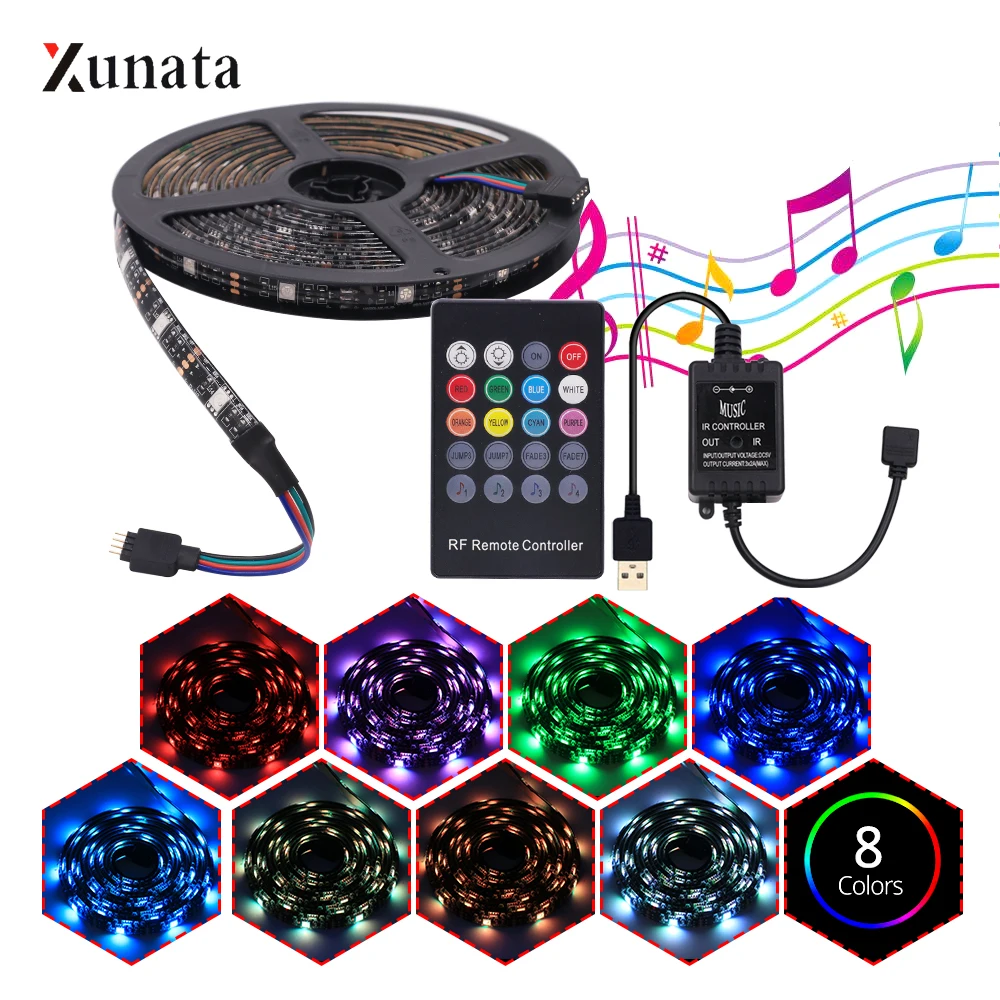 DC5V SMD5050 Музыка RGB Светодиодные ленты светильник гибкий светодиодный лента