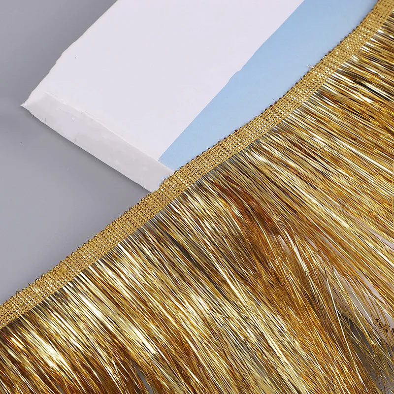 롱 골드 실버 실크 술 프린지 PET 레이스 트림 라틴 드레스, 무대 의류, 아트웨어 DIY 액세서리, 2 야드/로트, 20cm