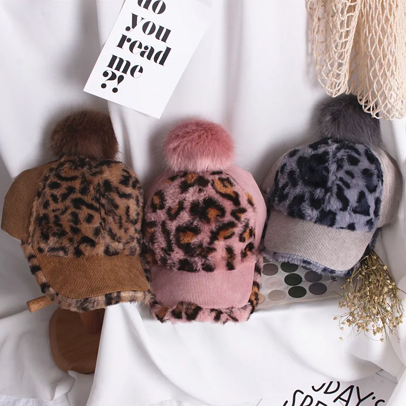 2-6Years Fashion Girls Leopard Hats Autumn Winter Baseball Cap Beret Beanies Hats Warm Beret Children Caps