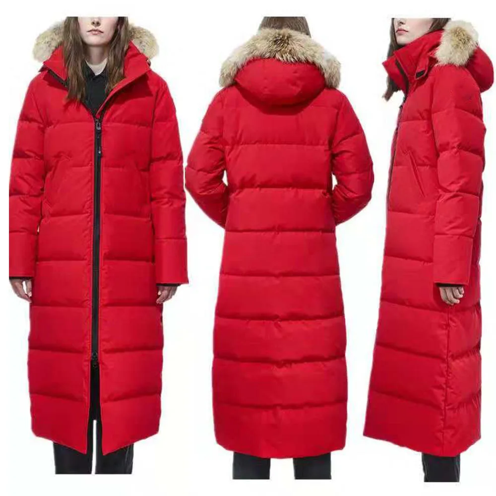 

2019 Winter brand Canadian Style Warm Down Coat Parkas X-long Jacket Extra Long Overcoat Hooded -40 veste femme vestido mujer