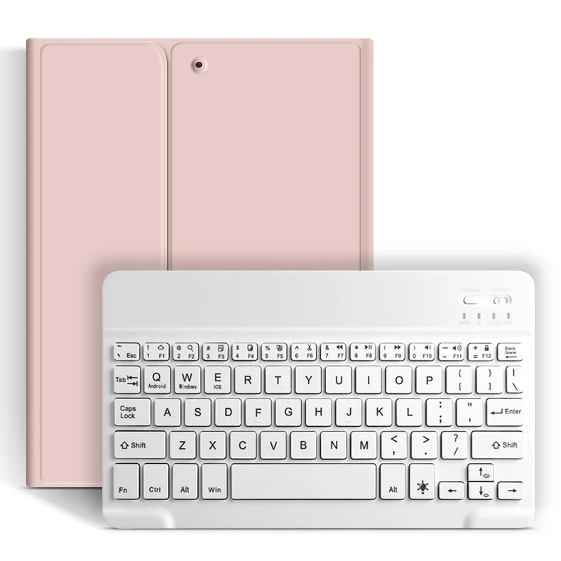 Pink and white Pink Bluetooth Keyboard Case For Apple iPad 10 2 2019 7th Generation PU Leather Cover for iPad