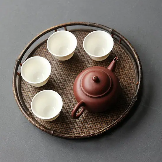 

Handmade Purple Bamboo Bamboo Woven Mat Noodle Tray Tea Tray Round Tea Set Storage Dry Tea Table Tea Tray Tea Mat Tea Ceremony