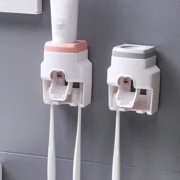 

Automatic Toothpaste Dispenser Toothbrush Holder Rack Wall Mount Toothpaste Squeezers Stand Bathroom Accessories Set