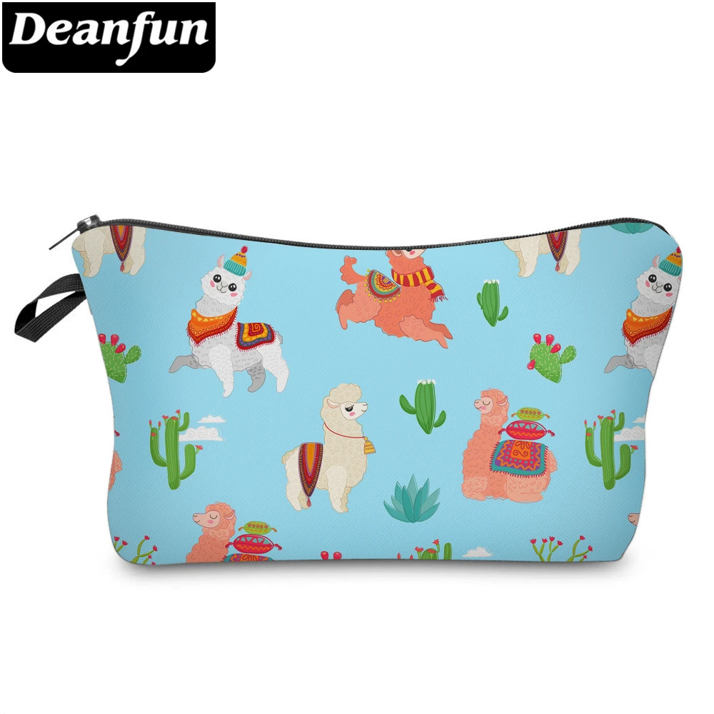 

Deanfun Flowers Animal Prints Waterproof Cute Llama Cactus Cosmetic Bag Light Blue Small Makeup Bags Pencil Case 51600