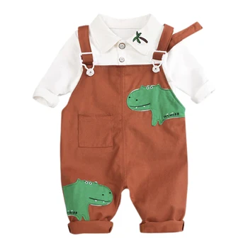 

Baby Boy Clothes 0-4T Toddler Simple Casual Cartoon Dinosaur Pattern Boys Sets Autumn New Shirt Bib Pants 2 Pieces Children's Se