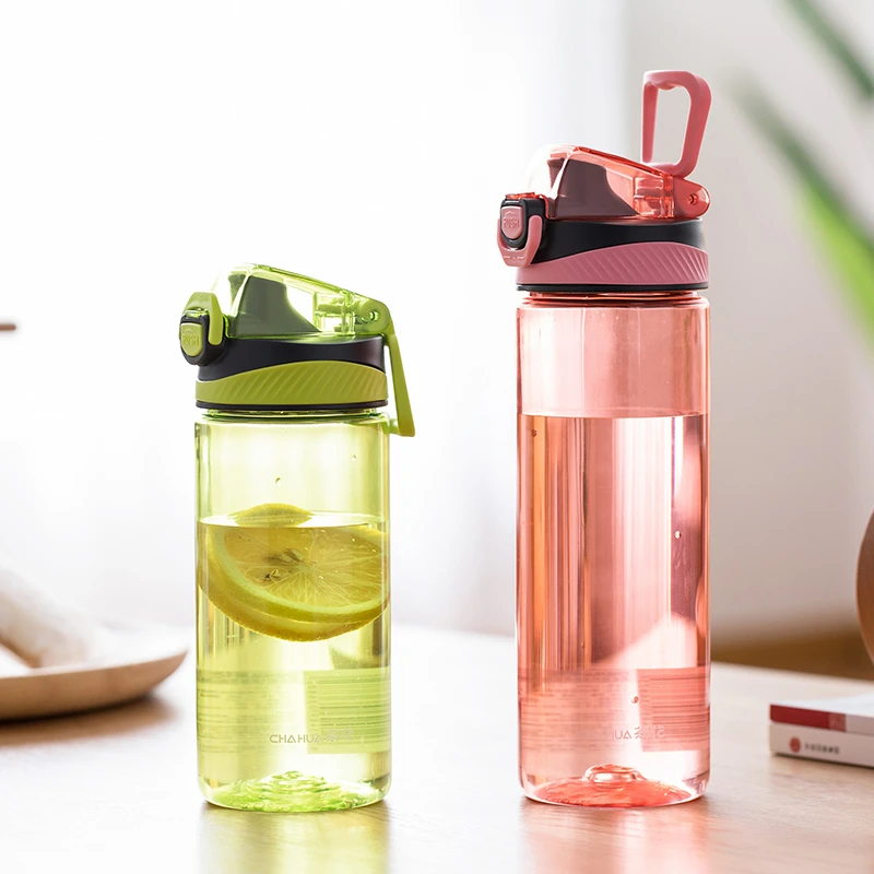 

620ML Portable Plastic Sport Water Bottle One-button Bounce With Dust-proof Cover Pull Ring For Drinks Outdoor Women Convenient