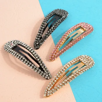 

Hot Sale Fashion Shining Crystal Rhinestone Hairpins Chic Female Hair Styling Clips Hollow Water Drop Rhinestones Hairpin