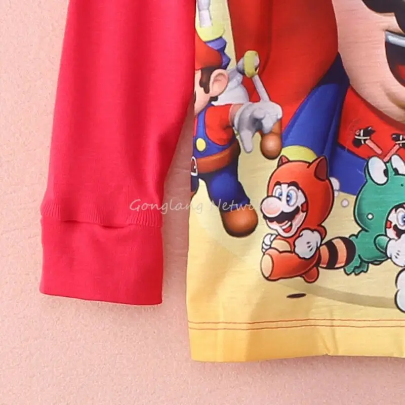 Лидер продаж года, Пижамный комплект для маленьких мальчиков и От 1 до 7 лет, одежда для сна с принтом Супер Марио одежда для сна, хлопковый пижамный комплект из 2 предметов, Прямая поставка
