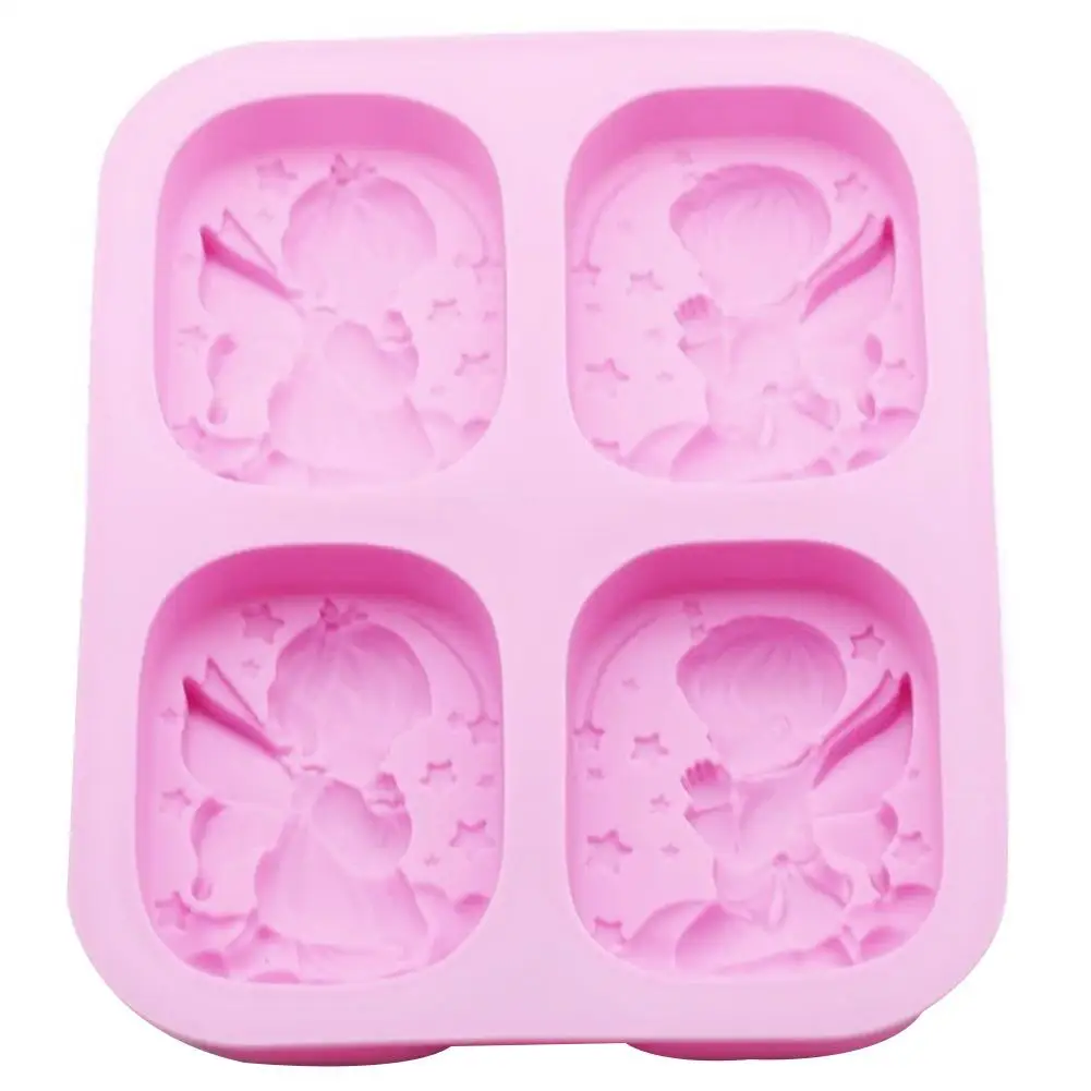 Pink Силиконовая форма для мыла в 4 полости, квадратная форма для мыла, форма для торта, форма для шоколада сделай сам, форма для мыла, декоративные инструменты, форма для свечей - Цвет: Pink