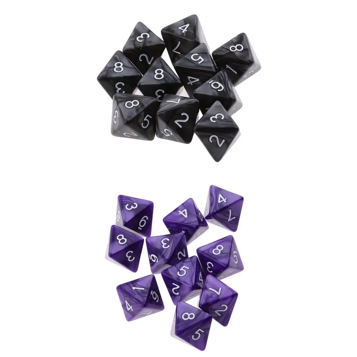 20 шт Акриловые 8 сторонние кубики D8 многогранные штампы для D& D рro MTG фиолетовый черный