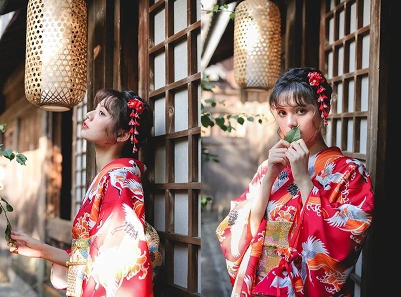 Кимоно юката женское японское традиционное платье кимоно костюм гейши японский косплей женское японское кимоно юката FF2349