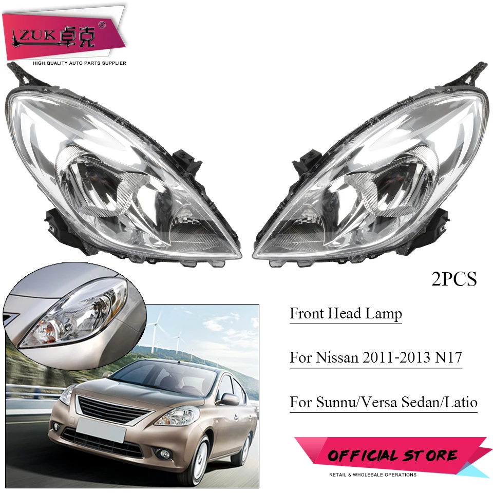 Передний налобный фонарь ZUK 2 шт. для NISSAN N17 SUNNY латио Versa Sedan Almera 2011 2012 2013 галогенный