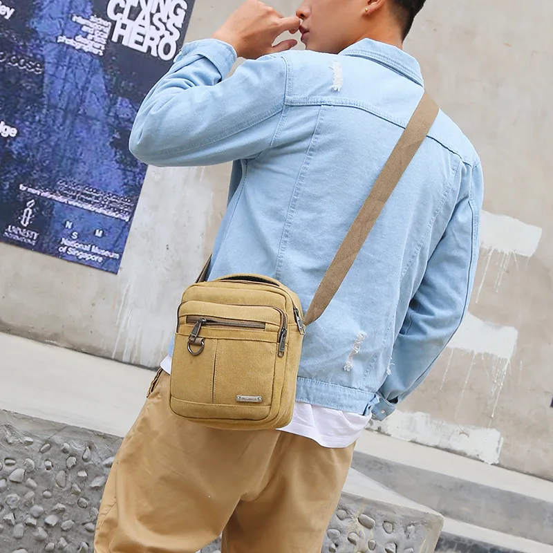 

2019 New Style Men's Canvas Bag Outdoor Casual Retro Crossbody Bag Multi-color Selectable