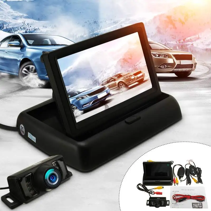 Автомобильный 4,3 складной монитор дисплей экран TFT lcd с ночным видением резервного копирования резервная парковочная камера заднего вида беспроводная ИК - Название цвета: Type A