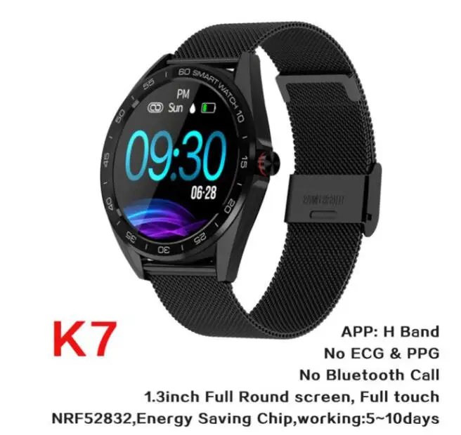 K7 Black Steel K7 Смарт-часы спортивные водонепроницаемые L7 BTcall SmartWatch HRV отчет сердечного ритма Монитор артериального давления часы фитнес-браслет - Цвет: K7 Black Steel