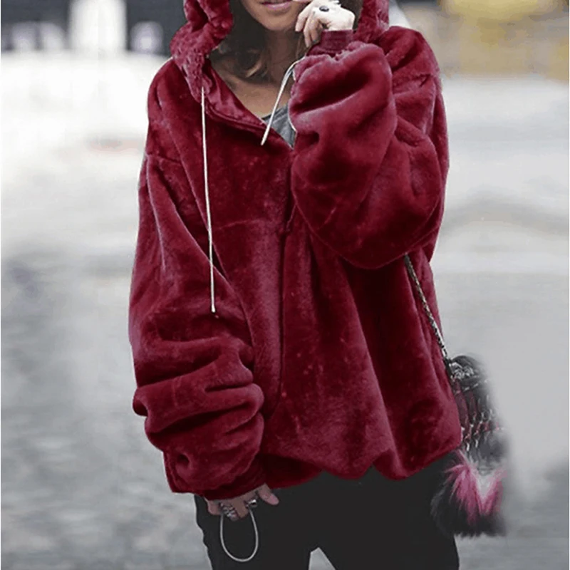 wine red Толстовки однотонные женские с длинным рукавом Перемычка Hoody пуловер Топ Женская Толстовка Sudadera Con Capucha - Цвет: wine red