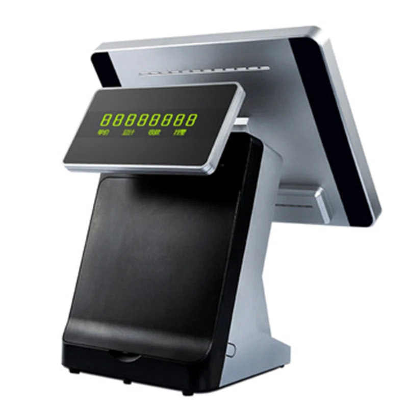 Point Of Sale VGA High Quality LCD POS MachineSystem 15'' Capacitive Touch Screen Display Built-in Printer VFD Cash register