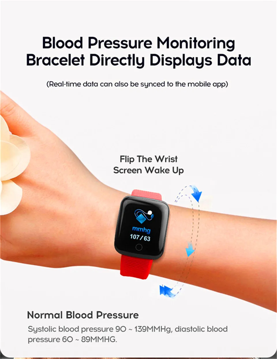 12-130435 Smart Wristband Heart Rate Monitor Smart Fitness Bracelet Blood Pressure Waterproof IP67 Fitness Tracker Watch For Women Men