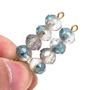 

70pcs Rondelle Matte Glass Beads 8x6mm, Cystal Faceted Spacer Beads, Green Rose (TS99-5) Message Seller