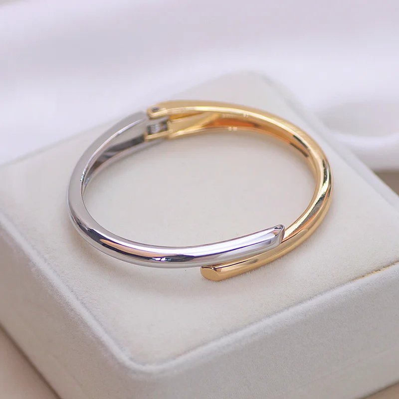Bangle Bracelet Trendy Simple Jewelry Geometry Round Metal Open Bangles Bracelets Punk Gold Color for Women Girls Gift