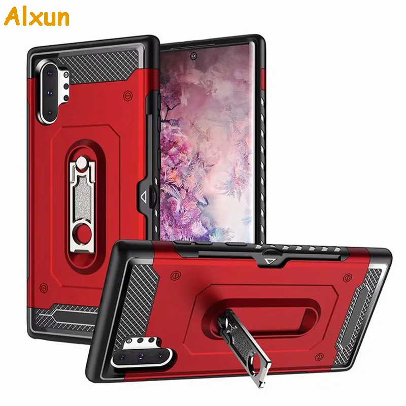 

Alxun For Samxung Galaxy Note10 Plus inserted into the bank card metal bracket PC + TPU material for Samsung Note 10+ Case