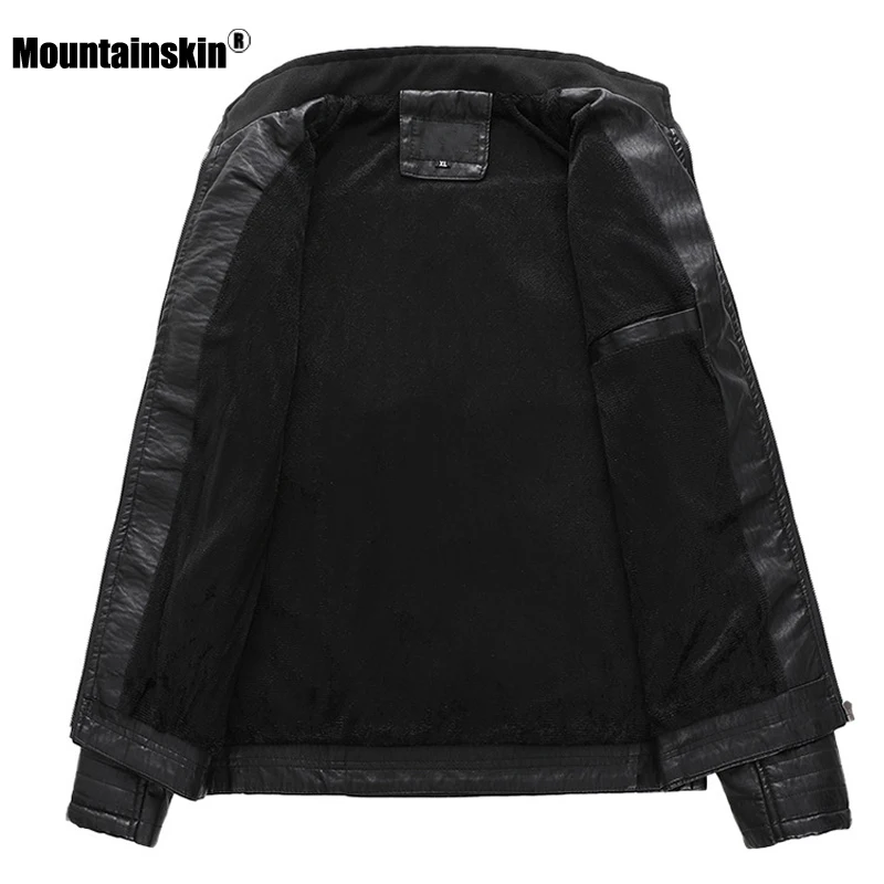 Mountainskin, новинка, кожаная мужская куртка, зима, осень, мужские кожаные куртки, мотоциклетные, ПУ кожа, Мужская модная повседневная брендовая одежда, SA778