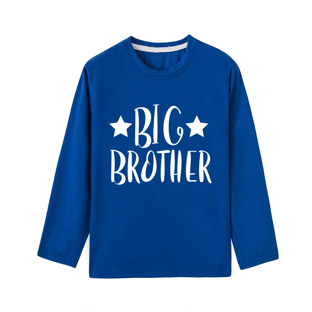 Детские футболки с длинными рукавами для мальчиков с надписью «Big Brother»; крутая Осенняя футболка с надписью «Brothers family look»; футболки; одежда для малышей - Цвет: 42W4-KLTBU-