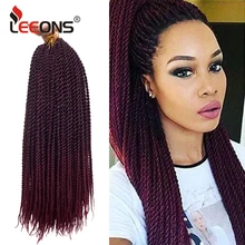 Leeons 18 дюймов красивые вязанные крючком косички Omber Burgendy серая косичка натуральные синтетические волосы для наращивания маленький Сенегальский твист