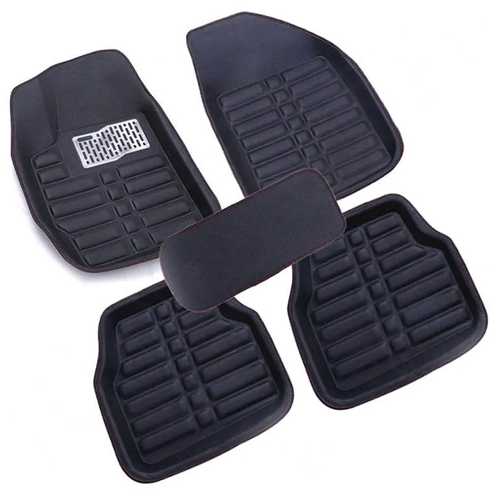 5pcs Car Floor Mats Black Leather Universal Auto Car Floor Mats Front Rear Liner Weather Set Waterproof  Car Accessories Styling
