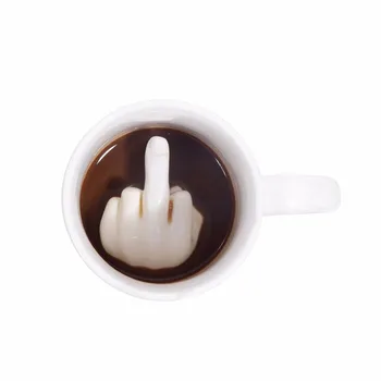 

Creative White Middle Finger Style Cup Novelty Mixing Coffee Milk Cup Funny Ceramic Mug Enough Capacity Water Cup Drop Shipping