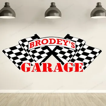 

Personalized Garage wall Decal Removable Garage vinyl wall Sticker Custom name Wall Art mural HJ655