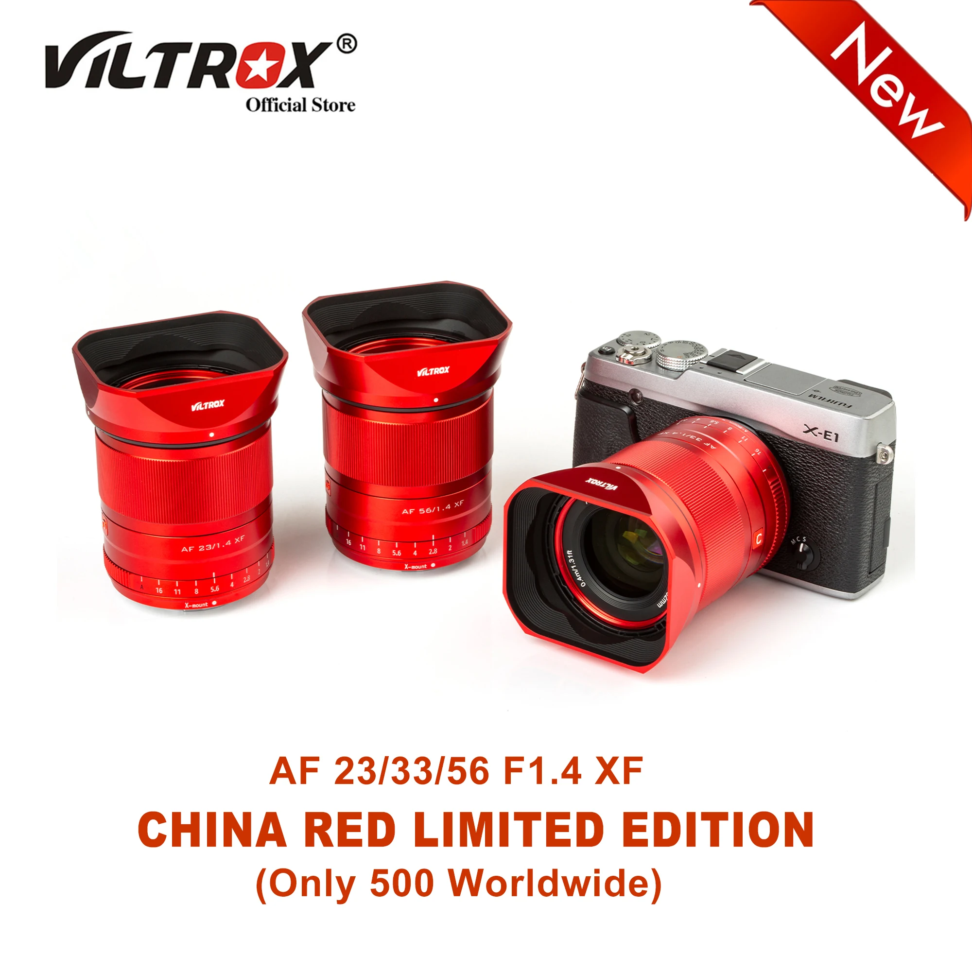 글로벌 한정판 레드 Viltrox F1.4 XF 자동 초점 인물 렌즈, 후지필름 후지 X 마운트 카메라 렌즈용, 23mm, 33mm, 56mm
