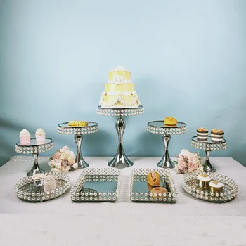 

2pcs -11pcs silver color Pearl cake stand suit Decorating Tool Wedding Cupcake Gold Supply Set