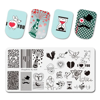 

Valentine's Day Unicorn Nail Stamping Plates Template Lover And Kiss Image Celebration Manicure Nail Art Image Plate Tools