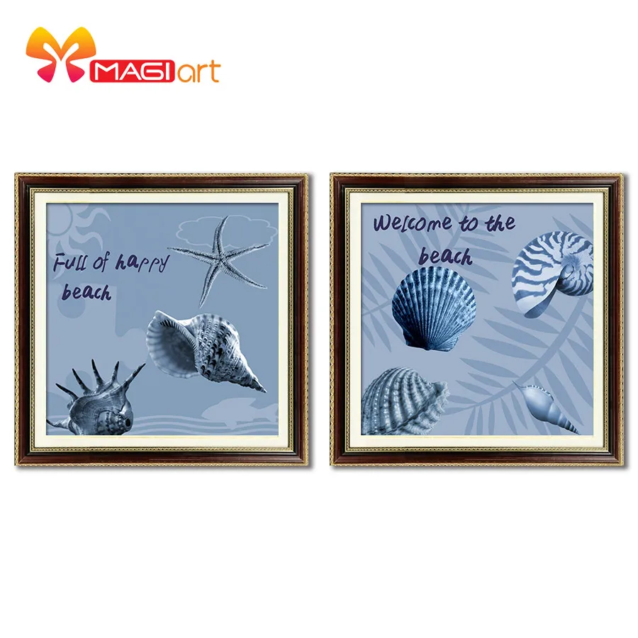 

Cross stitch kits Embroidery needlework sets 11CT water soluble canvas patterns 14CT The seashells on the beach-NCMA051
