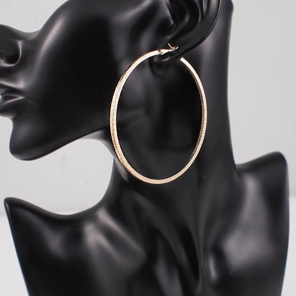 MANILAI 40, 50, 60, 70, 80 мм, диаметр, широкие медные серьги-кольца, Панк ювелирные изделия, модный круглый металлический, массивные большие серьги для женщин - Окраска металла: 7CM Gold