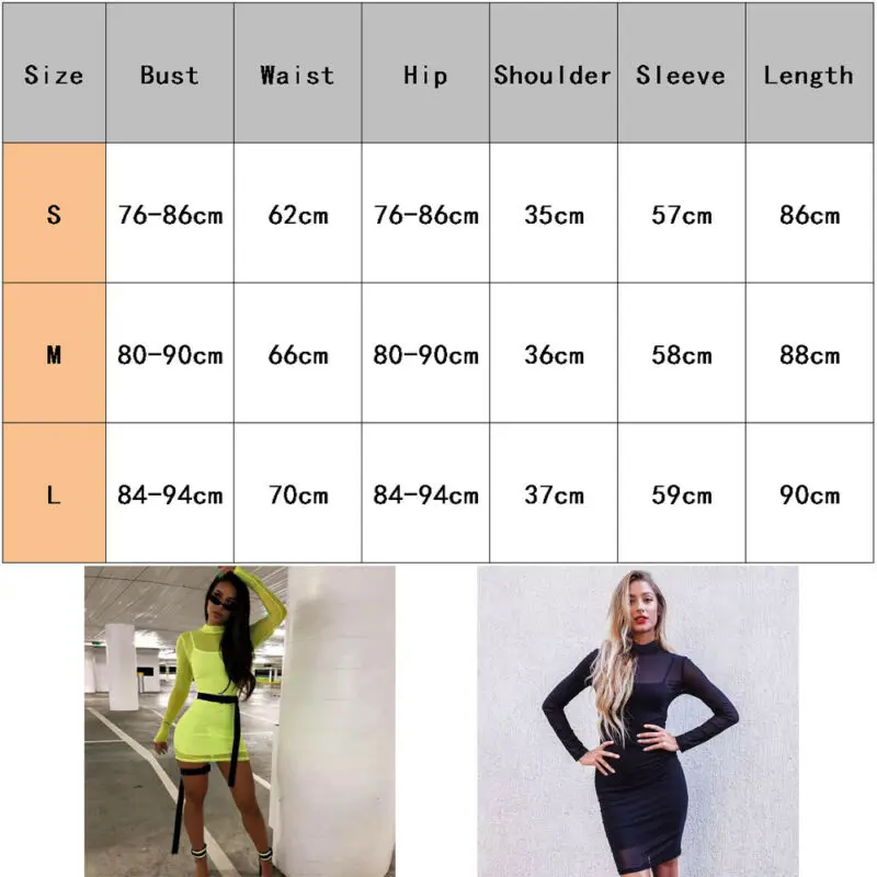 Summer Women Vestito Sexy Bodycon Dress Long Sleeve Neon Sheer Beach Dress 2Pcs Vest 2019 Slim Mini Short Night Club party dress