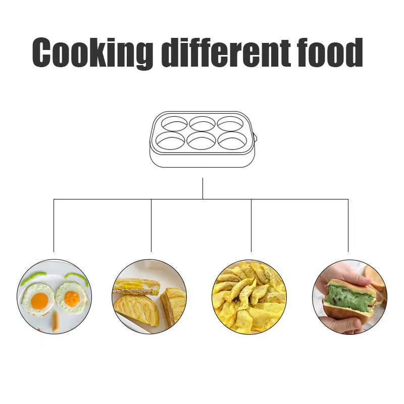Electric Eggs Roasted Hamburger Machine Red Beans Cake Crepe Maker MINI Pie Pancake Baking Fried Egg Omelette Frying Pan EU 6