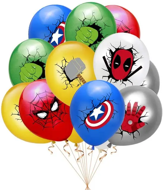 The Avengers Design Boys Birthday Party Decorations Balloon Paper Cups Plates Baby Shower Disposable Tableware Supplies balloon12pcs