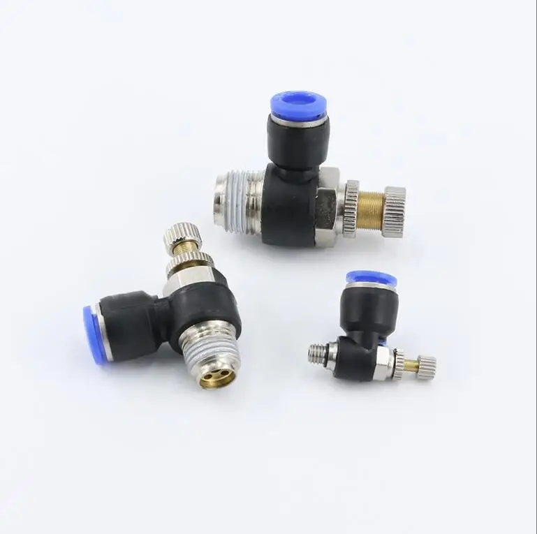 Description Picture 6 of itemSL Pneumatic L type Speed Flow Controller 4-12mm OD Hose Tube 1/8" 1/4" 3/8" 1/2"BSP Male Gas Airflow Limit Valve Quick Fitting