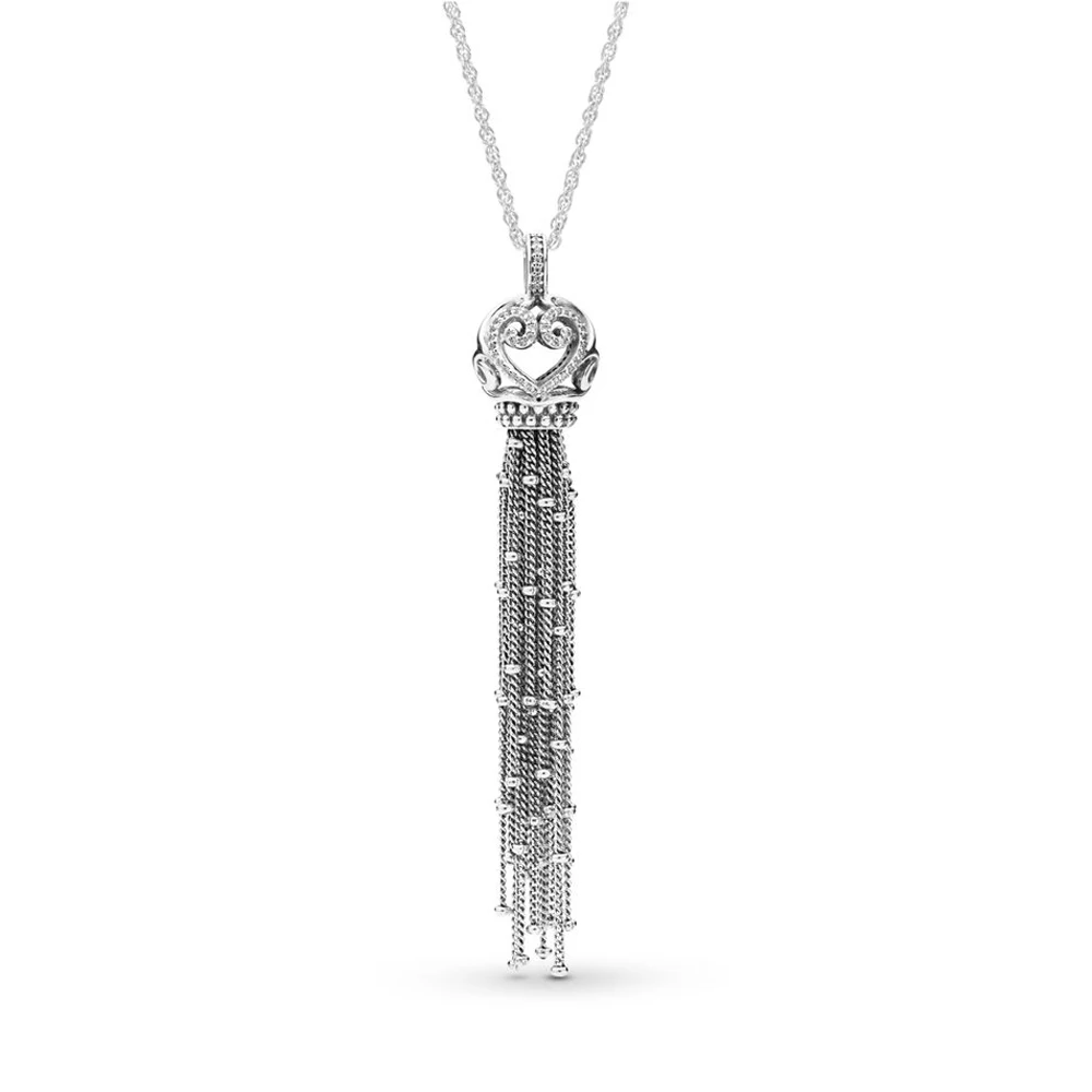 

Authentic 925 Sterling Silver Original Enchanted Hearts Tassel Europe Pendant Necklace Fit Women Bead Charm Gift DIY Jewelry