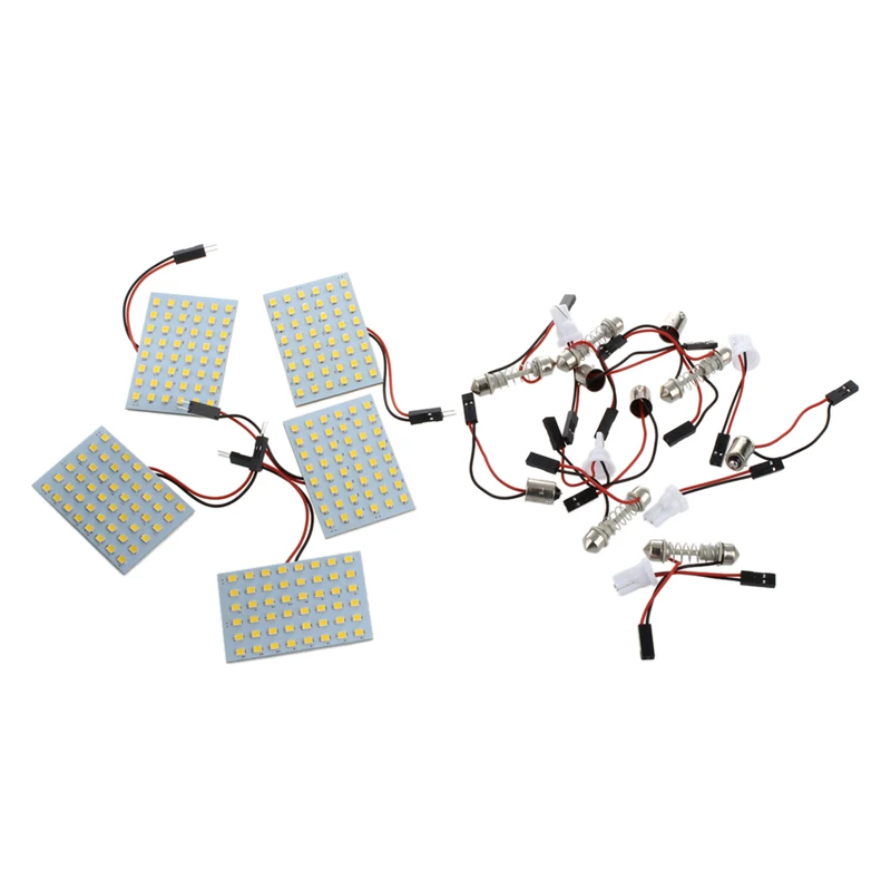 

Promotion! 5X 48 SMD LED Warm White Panel Light Lamp Dome Bulb +Festoon BA9S Adapter