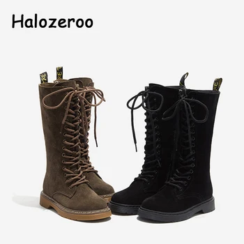 

Winter Kids Knee High Boots Children Martin Boots Baby Girls Casual Boots Boys Warm Shoes Black Brand Boots Fashion Soft Shoes