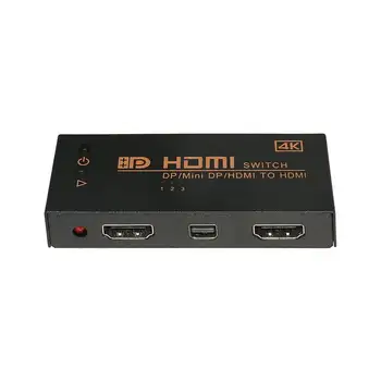 

4K Dp & Hdmi & Mini Dp Displayport In To Hdmi Out Switch Switcher Selector 3 In 1 Hdtv For Pc Laptop