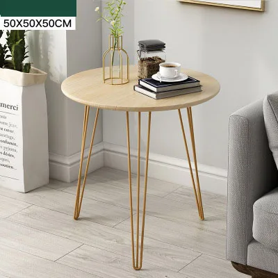 Rubber wood 50 50 50 Креативный обеденный стол в скандинавском стиле, стол для дивана, железный стол, простой стол для переговоров, круглый стол, Маленький журнальный столик на балкон - Цвет: Rubber wood 50 50 50